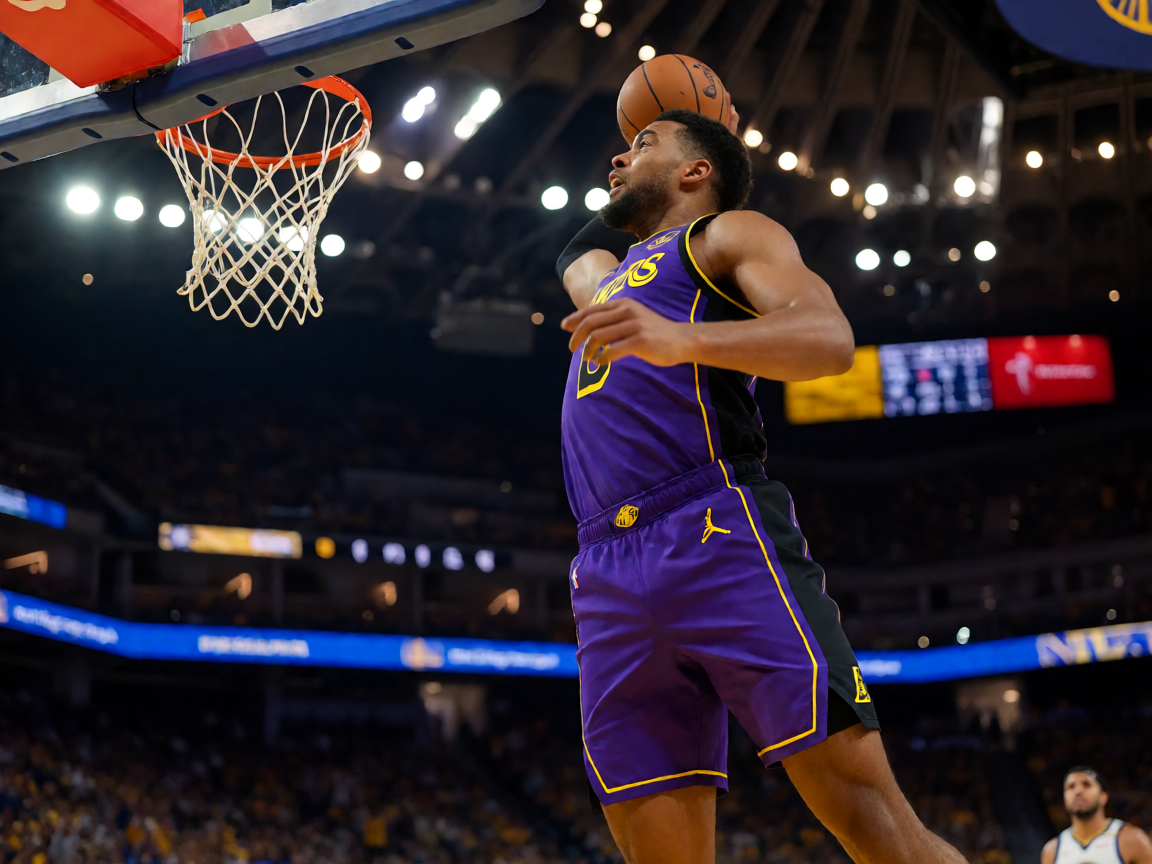 NBA篮球比赛湖人队精彩进攻瞬间